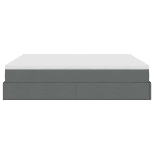 vidaXL Ottoman Bed with Mattresses Dark Grey 160x200 cm Fabric
