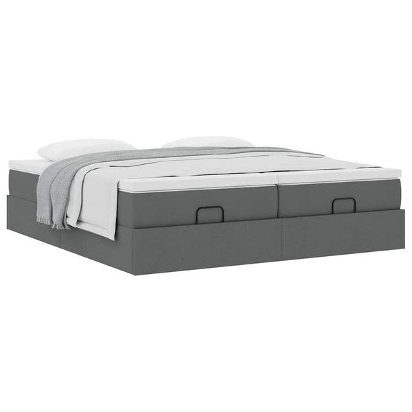 vidaXL Ottoman Bed with Mattresses Dark Grey 160x200 cm Fabric