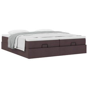 vidaXL Ottoman Bed with Mattresses Dark Brown 160x200 cm Fabric