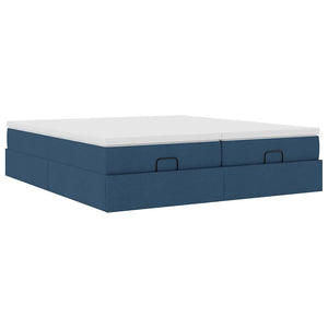 vidaXL Ottoman Bed with Mattresses Blue 160x200 cm Fabric