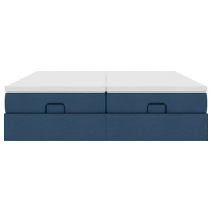 vidaXL Ottoman Bed with Mattresses Blue 160x200 cm Fabric