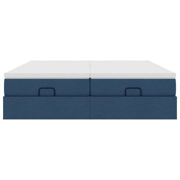 vidaXL Ottoman Bed with Mattresses Blue 160x200 cm Fabric