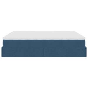 vidaXL Ottoman Bed with Mattresses Blue 160x200 cm Fabric