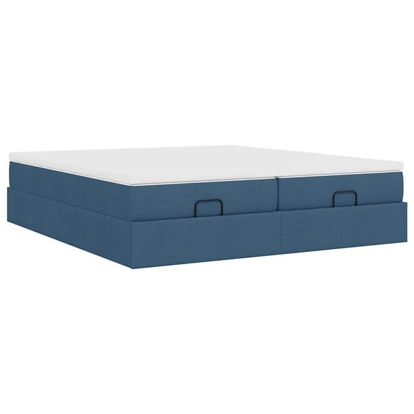vidaXL Ottoman Bed with Mattresses Blue 160x200 cm Fabric