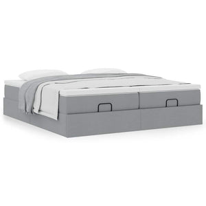 vidaXL Ottoman Bed with Mattresses Light Grey 180x200 cm Fabric