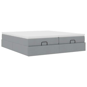 vidaXL Ottoman Bed with Mattresses Light Grey 180x200 cm Fabric