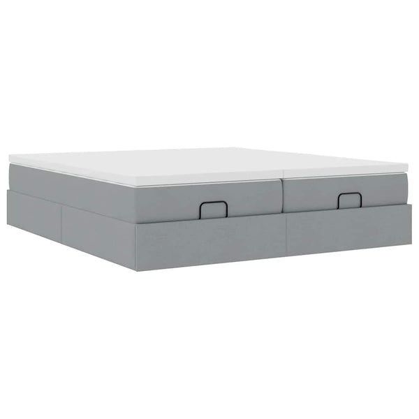 vidaXL Ottoman Bed with Mattresses Light Grey 180x200 cm Fabric