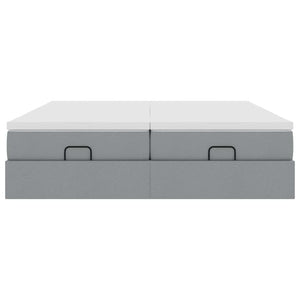 vidaXL Ottoman Bed with Mattresses Light Grey 180x200 cm Fabric