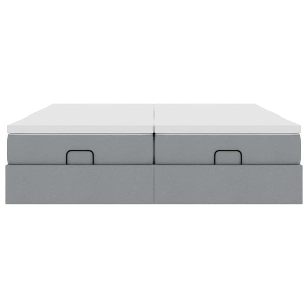 vidaXL Ottoman Bed with Mattresses Light Grey 180x200 cm Fabric