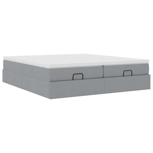 vidaXL Ottoman Bed with Mattresses Light Grey 180x200 cm Fabric