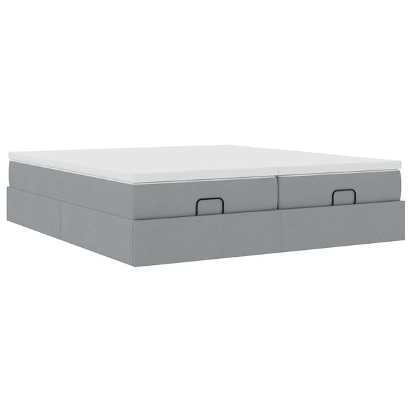 vidaXL Ottoman Bed with Mattresses Light Grey 180x200 cm Fabric