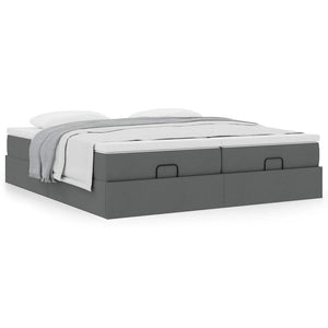 vidaXL Ottoman Bed with Mattresses Dark Gray 180x200 cm Fabric