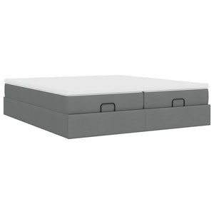 vidaXL Ottoman Bed with Mattresses Dark Gray 180x200 cm Fabric
