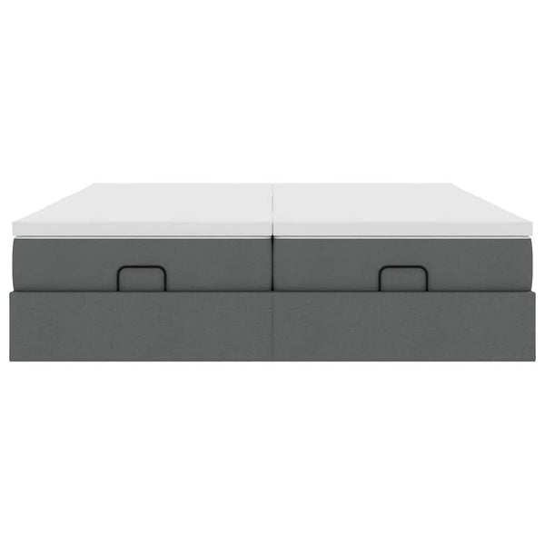 vidaXL Ottoman Bed with Mattresses Dark Gray 180x200 cm Fabric