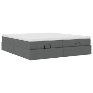 vidaXL Ottoman Bed with Mattresses Dark Gray 180x200 cm Fabric