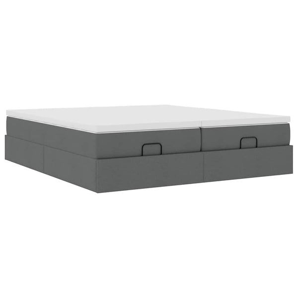 vidaXL Ottoman Bed with Mattresses Dark Gray 180x200 cm Fabric