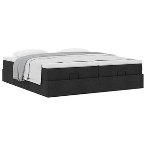 vidaXL Ottoman Bed with Mattresses Black 180x200 cm Fabric