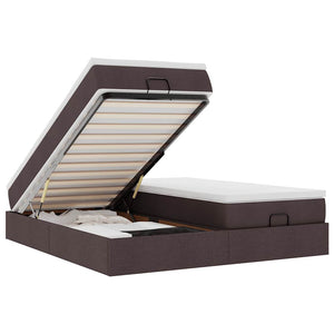 vidaXL Ottoman Bed with Mattresses Dark Brown 180x200 cm Fabric