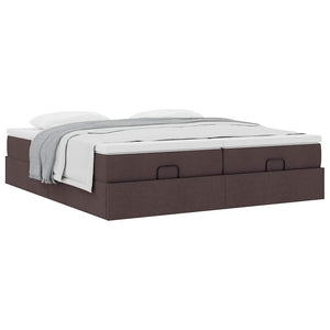 vidaXL Ottoman Bed with Mattresses Dark Brown 180x200 cm Fabric