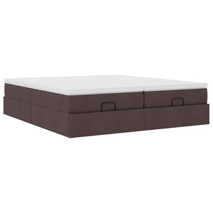 vidaXL Ottoman Bed with Mattresses Dark Brown 180x200 cm Fabric