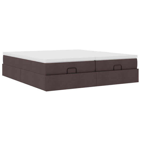vidaXL Ottoman Bed with Mattresses Dark Brown 180x200 cm Fabric