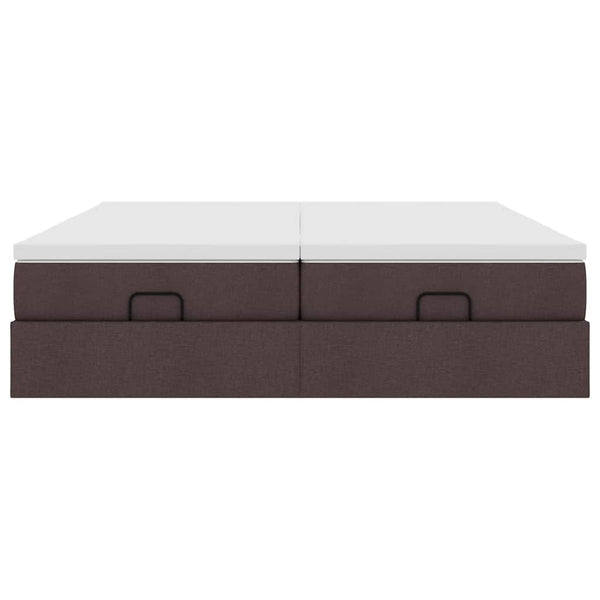 vidaXL Ottoman Bed with Mattresses Dark Brown 180x200 cm Fabric