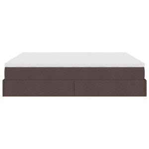 vidaXL Ottoman Bed with Mattresses Dark Brown 180x200 cm Fabric