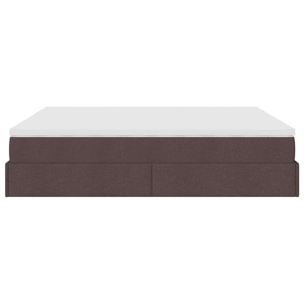 vidaXL Ottoman Bed with Mattresses Dark Brown 180x200 cm Fabric