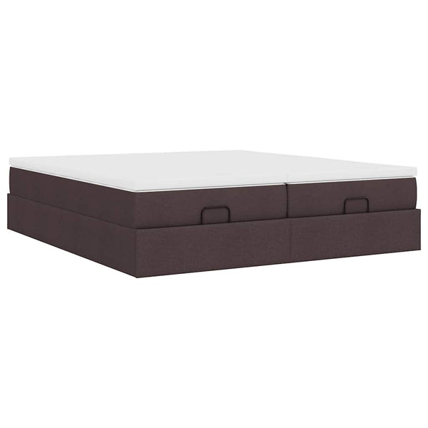 vidaXL Ottoman Bed with Mattresses Dark Brown 180x200 cm Fabric
