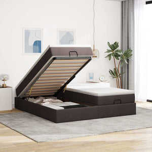 vidaXL Ottoman Bed with Mattresses Dark Brown 180x200 cm Fabric