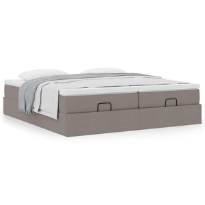 vidaXL Ottoman Bed with Mattresses Taupe 180x200 cm Fabric