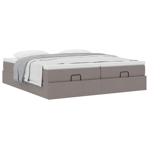vidaXL Ottoman Bed with Mattresses Taupe 180x200 cm Fabric