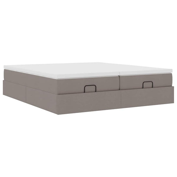 vidaXL Ottoman Bed with Mattresses Taupe 180x200 cm Fabric