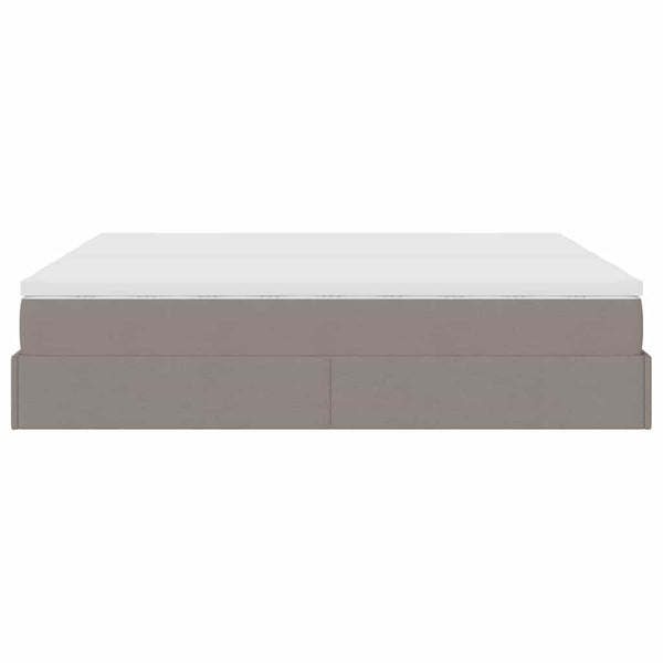 vidaXL Ottoman Bed with Mattresses Taupe 180x200 cm Fabric