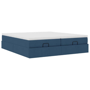 vidaXL Ottoman Bed with Mattresses Blue 180x200 cm Fabric