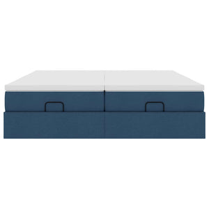 vidaXL Ottoman Bed with Mattresses Blue 180x200 cm Fabric