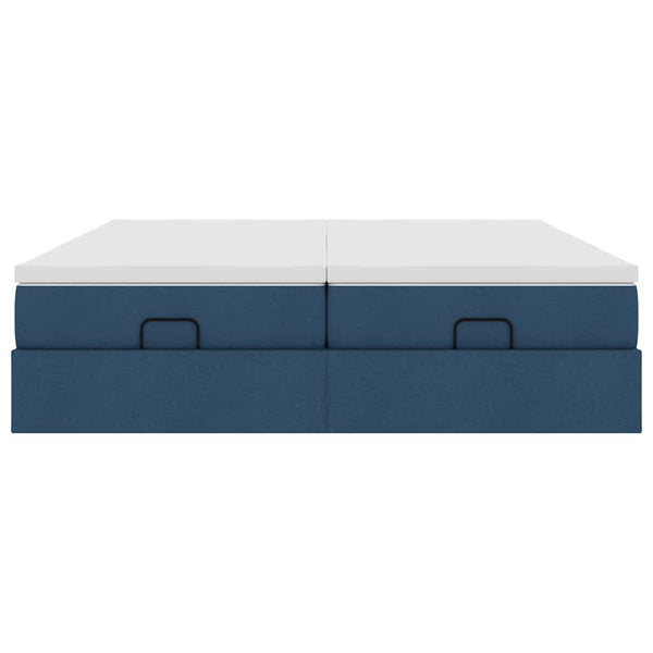 vidaXL Ottoman Bed with Mattresses Blue 180x200 cm Fabric