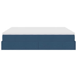 vidaXL Ottoman Bed with Mattresses Blue 180x200 cm Fabric