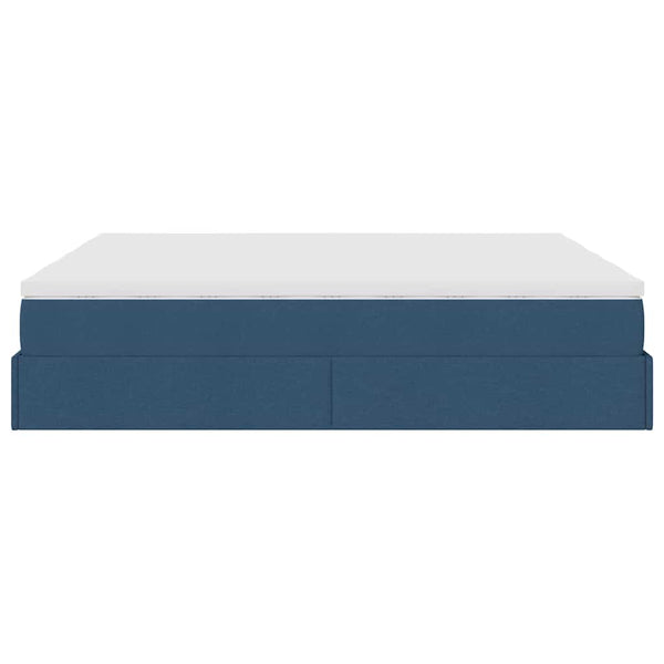 vidaXL Ottoman Bed with Mattresses Blue 180x200 cm Fabric