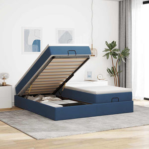 vidaXL Ottoman Bed with Mattresses Blue 180x200 cm Fabric