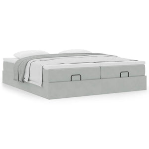 vidaXL Ottoman Bed with Mattresses Light Grey 160x200 cm Velvet