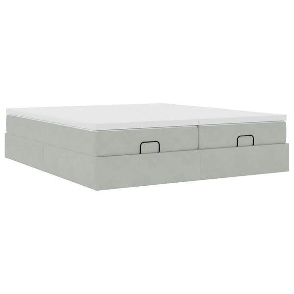vidaXL Ottoman Bed with Mattresses Light Grey 160x200 cm Velvet