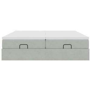 vidaXL Ottoman Bed with Mattresses Light Grey 160x200 cm Velvet