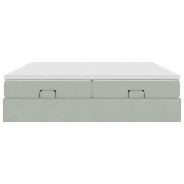 vidaXL Ottoman Bed with Mattresses Light Grey 160x200 cm Velvet