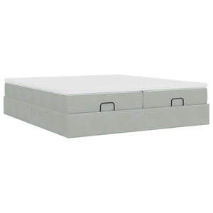 vidaXL Ottoman Bed with Mattresses Light Grey 160x200 cm Velvet