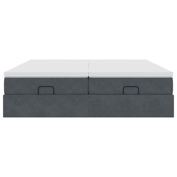 vidaXL Ottoman Bed with Mattresses Dark Grey 160x200 cm Velvet