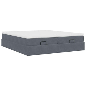 vidaXL Ottoman Bed with Mattresses Dark Grey 160x200 cm Velvet