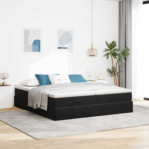 vidaXL Ottoman Bed with Mattresses Black 160x200 cm Velvet