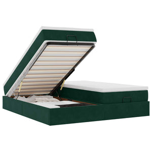 vidaXL Ottoman Bed with Mattresses Dark Green 160x200 cm Velvet