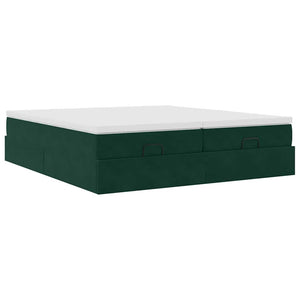 vidaXL Ottoman Bed with Mattresses Dark Green 160x200 cm Velvet